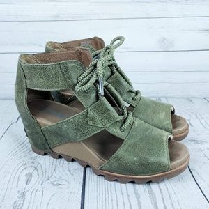 Sorel Joanie Lace Up Wedge Sandals 8